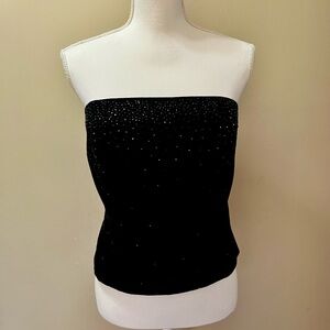 Chelsea Nites Black Velvet Sequined Tube Top Size 12